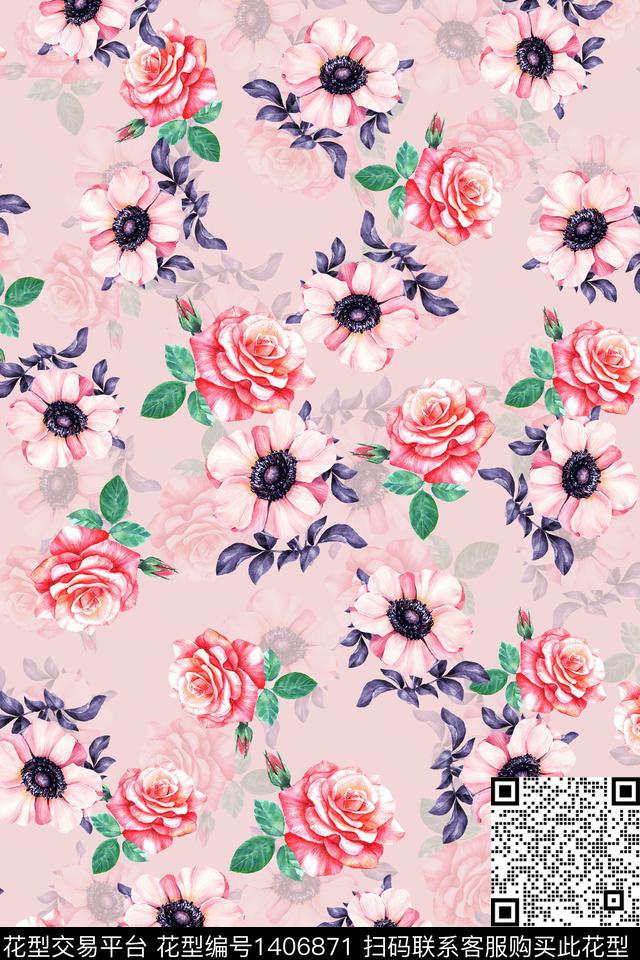 连衣裙小清新小碎花传统印花华亿平台下载（图片编号: 1406871） - 瓦栏（Walan）