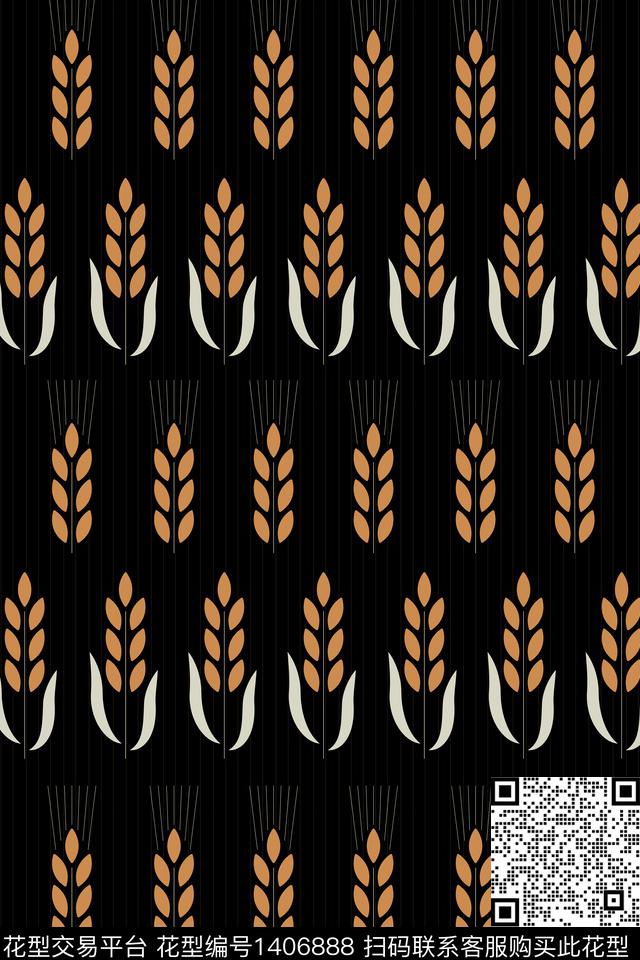 线条抽象男装麦穗传统印花华亿平台下载（图片编号: 1406888） - 瓦栏（Walan）