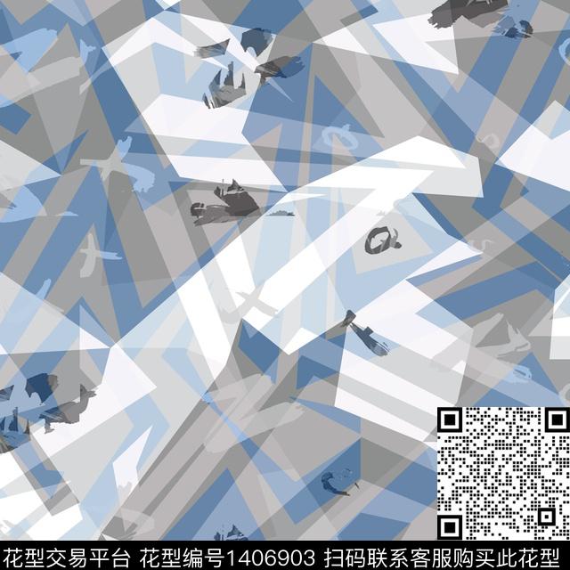 几何字母大牌风数码印花华亿平台下载（图片编号: 1406903） - 瓦栏（Walan）