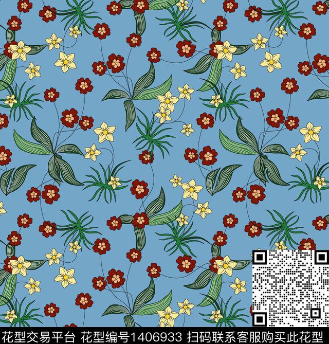 连衣裙女装花卉数码印花华亿平台下载（图片编号: 1406933） - 瓦栏（Walan）