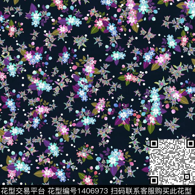 女装花卉小碎花数码印花华亿平台下载（图片编号: 1406973） - 瓦栏（Walan）