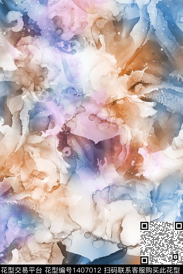 炫彩水彩肌理数码印花华亿平台下载（图片编号: 1407012） - 瓦栏（Walan）
