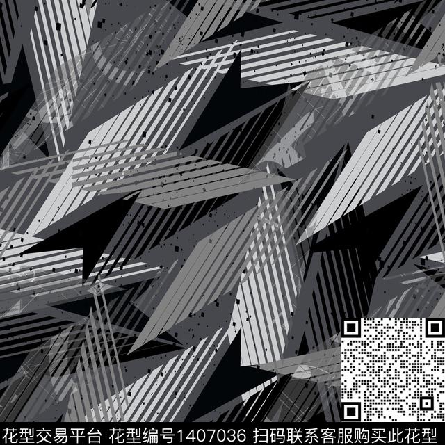 几何时尚大牌风数码印花华亿平台下载（图片编号: 1407036） - 瓦栏（Walan）