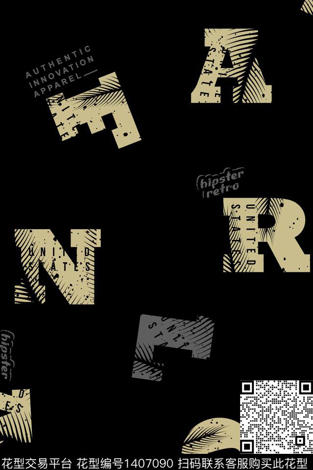 趋势华亿平台字母男装传统印花华亿平台下载（图片编号: 1407090） - 瓦栏（Walan）