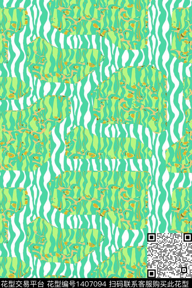绿色动物纹迷彩传统印花华亿平台下载（图片编号: 1407094） - 瓦栏（Walan）