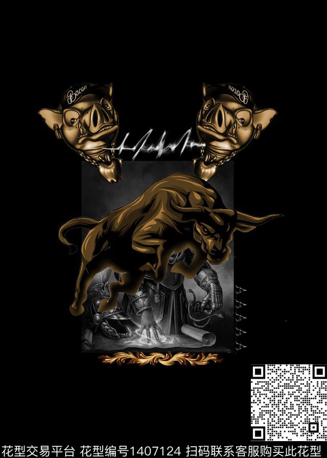 动物花卉男装大牌风数码印花华亿平台下载（图片编号: 1407124） - 瓦栏（Walan）