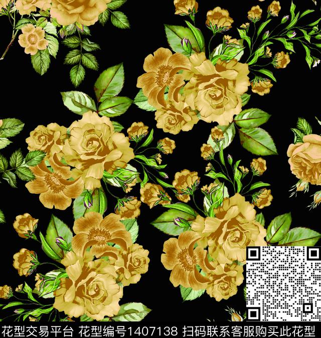 鲜花彩底花卉潮牌数码印花华亿平台下载（图片编号: 1407138） - 瓦栏（Walan）