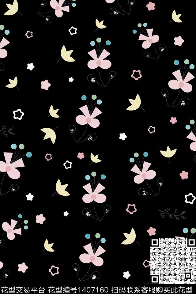 花卉春夏华亿平台小清新数码印花华亿平台下载（图片编号: 1407160） - 瓦栏（Walan）