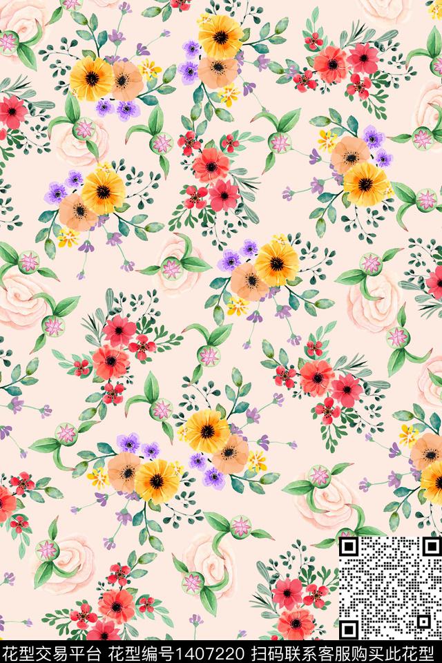 清爽底花卉花卉小碎花数码印花华亿平台下载（图片编号: 1407220） - 瓦栏（Walan）