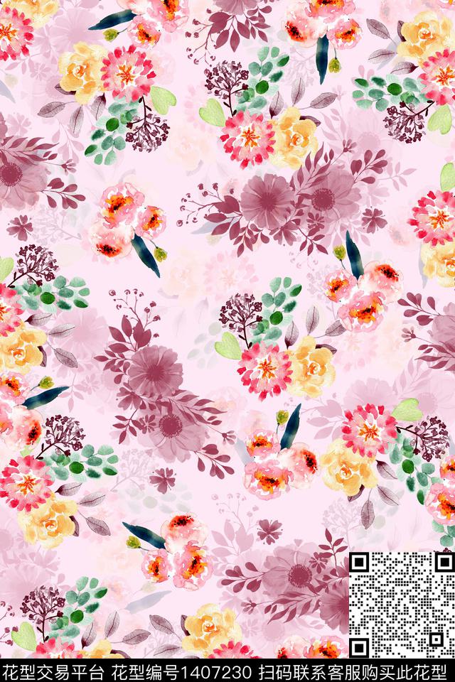 清爽底花卉花卉小碎花数码印花华亿平台下载（图片编号: 1407230） - 瓦栏（Walan）