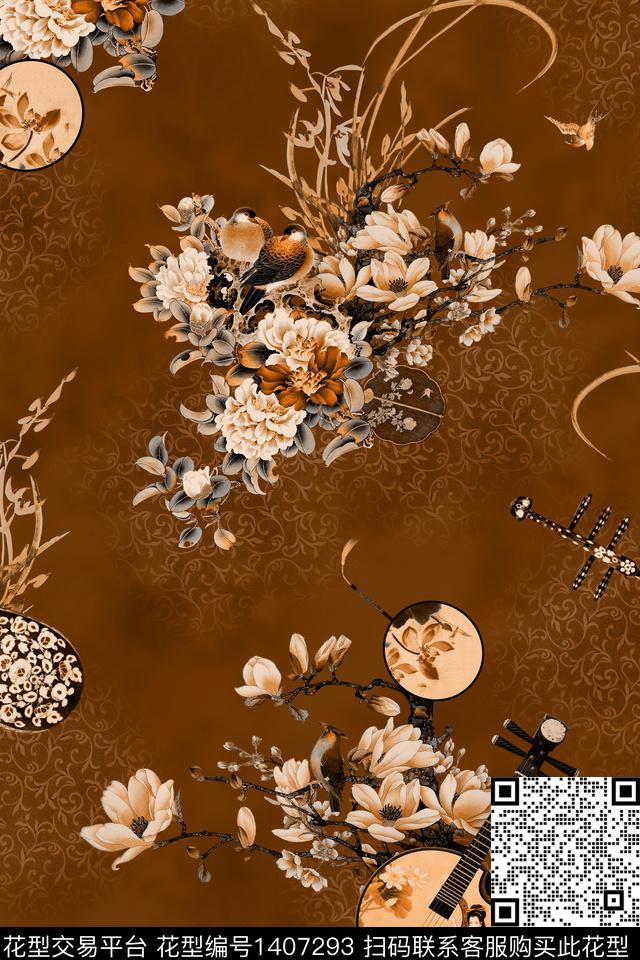 民族风香云纱抽象数码印花华亿平台下载（图片编号: 1407293） - 瓦栏（Walan）