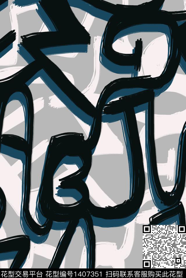 线条几何简约传统印花华亿平台下载（图片编号: 1407351） - 瓦栏（Walan）