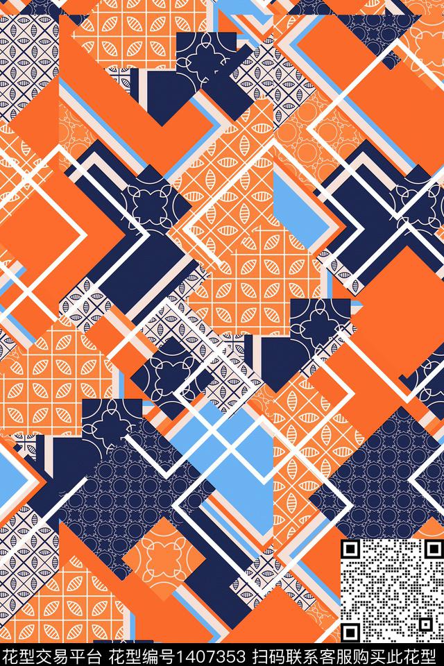 简约民族风中国风数码印花华亿平台下载（图片编号: 1407353） - 瓦栏（Walan）