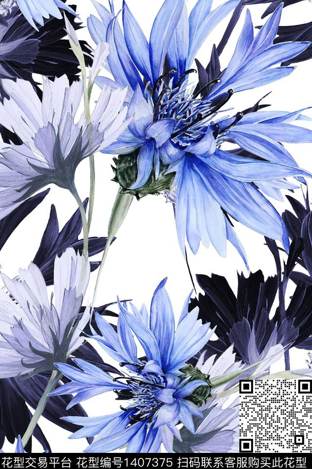 花卉大牌风小清新数码印花华亿平台下载（图片编号: 1407375） - 瓦栏（Walan）