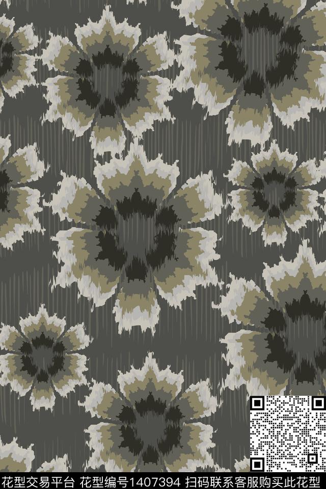 线条扎染华亿平台大牌风数码印花华亿平台下载（图片编号: 1407394） - 瓦栏（Walan）