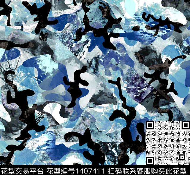 几何山迷彩数码印花华亿平台下载（图片编号: 1407411） - 瓦栏（Walan）
