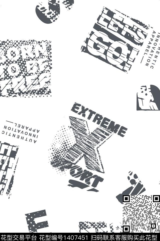 字母男装大牌风传统印花华亿平台下载（图片编号: 1407451） - 瓦栏（Walan）