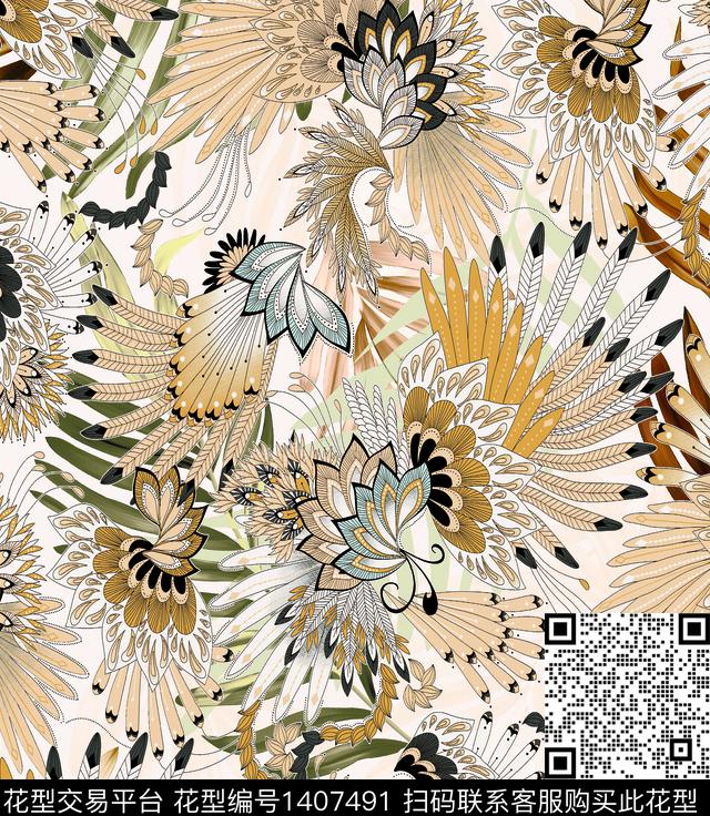 鲜花彩底花卉潮牌数码印花华亿平台下载（图片编号: 1407491） - 瓦栏（Walan）