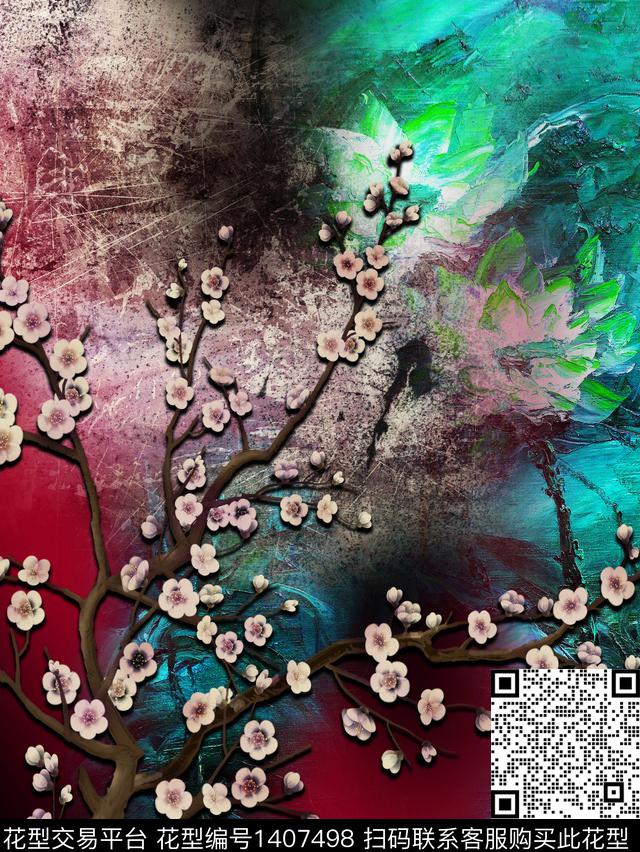 定位花抽象中老年数码印花华亿平台下载（图片编号: 1407498） - 瓦栏（Walan）