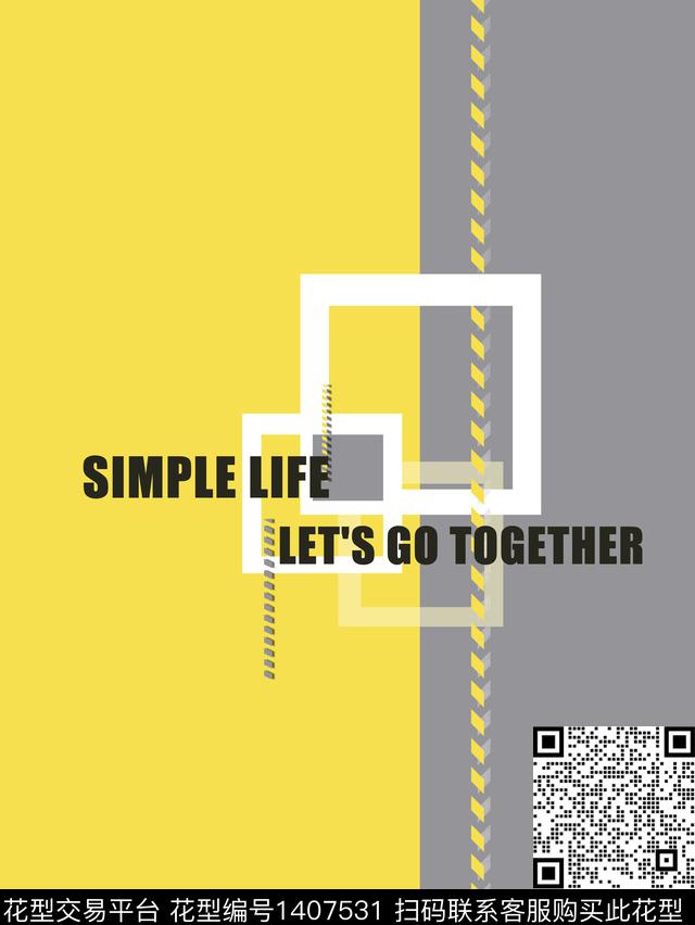 几何简约字母数码印花华亿平台下载（图片编号: 1407531） - 瓦栏（Walan）