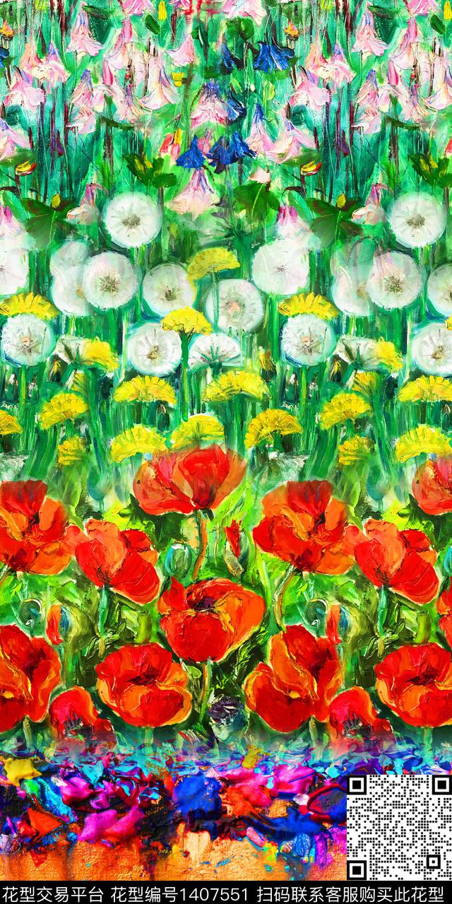 定位花女装定位花油画华亿平台数码印花华亿平台下载（图片编号: 1407551） - 瓦栏（Walan）