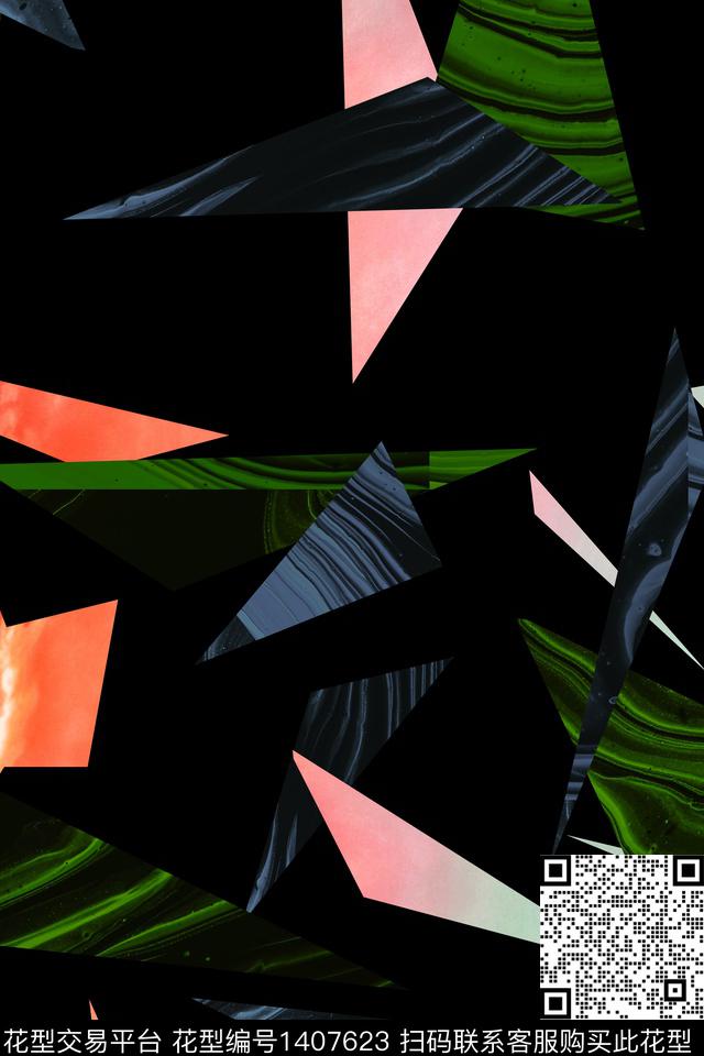 线条涂鸦几何数码印花华亿平台下载（图片编号: 1407623） - 瓦栏（Walan）