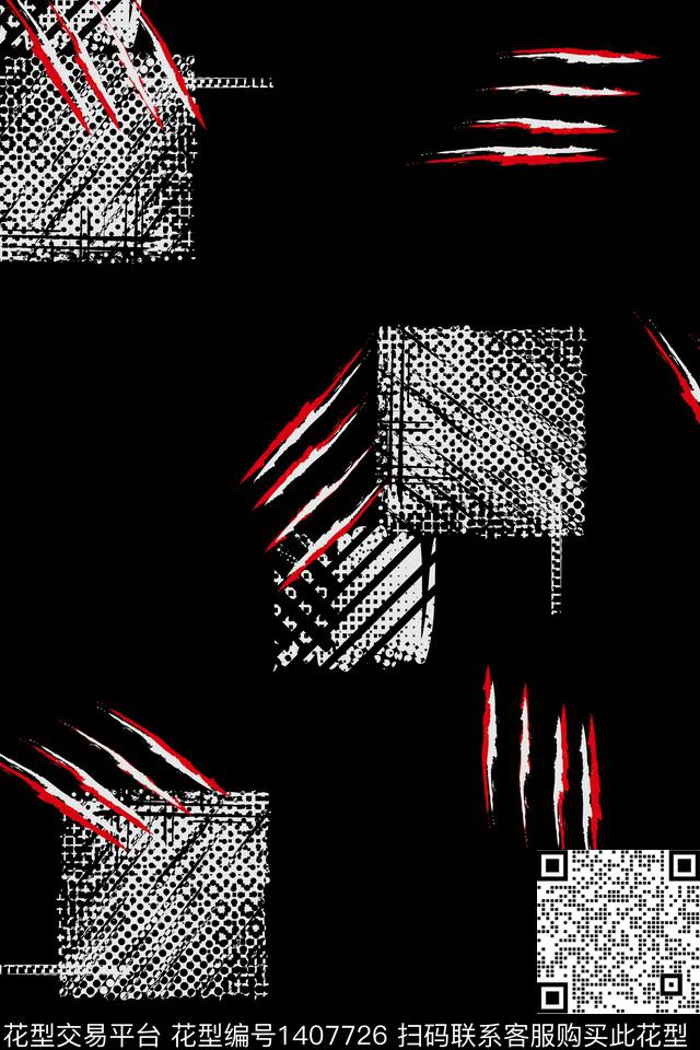 线条几何肌理传统印花华亿平台下载（图片编号: 1407726） - 瓦栏（Walan）