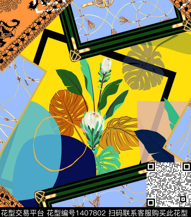 彩底花卉潮牌热带华亿平台数码印花华亿平台下载（图片编号: 1407802） - 瓦栏（Walan）