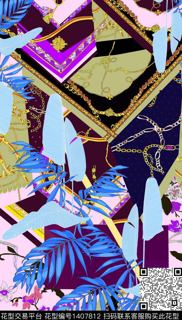 彩底花卉潮牌热带华亿平台数码印花华亿平台下载（图片编号: 1407812） - 瓦栏（Walan）