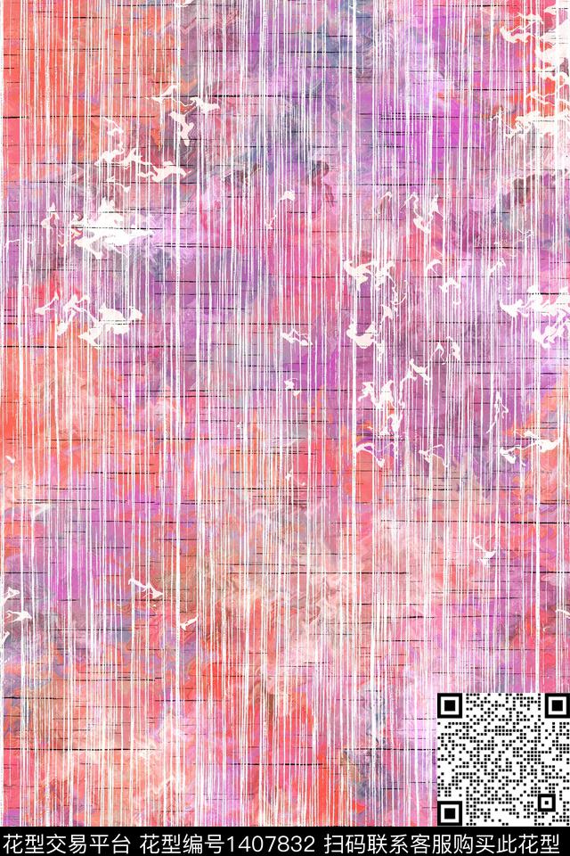 线条涂鸦毛线数码印花华亿平台下载（图片编号: 1407832） - 瓦栏（Walan）