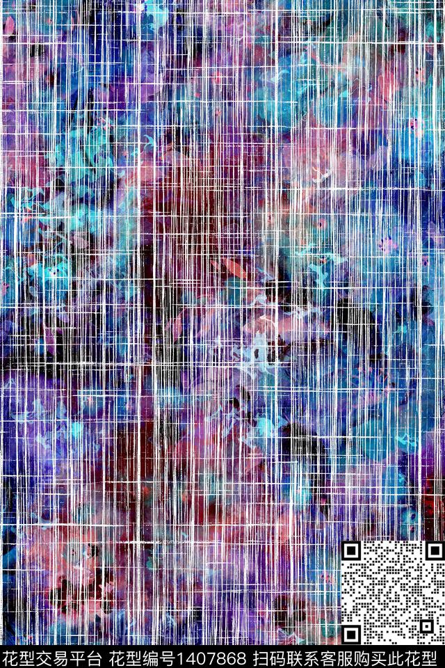 涂鸦撞色颜色数码印花华亿平台下载（图片编号: 1407868） - 瓦栏（Walan）