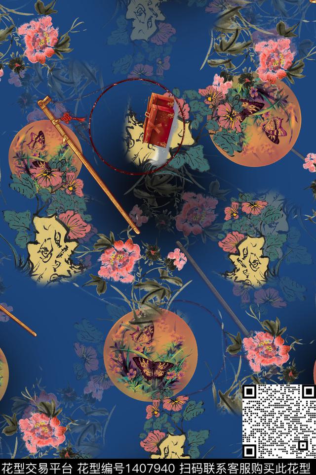 连衣裙花卉香云纱传统印花华亿平台下载（图片编号: 1407940） - 瓦栏（Walan）