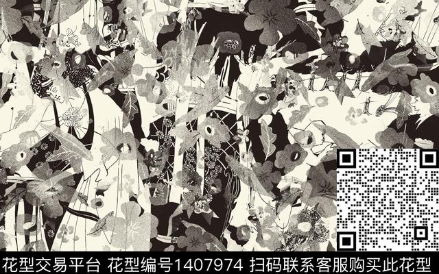 定位花女装花卉数码印花华亿平台下载（图片编号: 1407974） - 瓦栏（Walan）