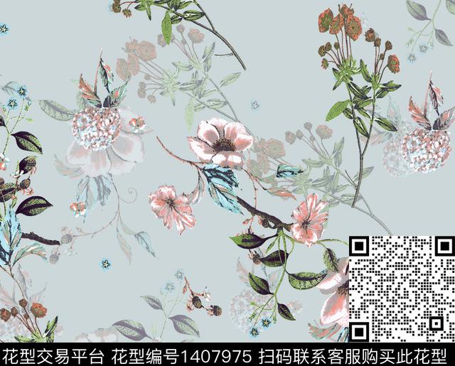 定位花女装花卉数码印花华亿平台下载（图片编号: 1407975） - 瓦栏（Walan）