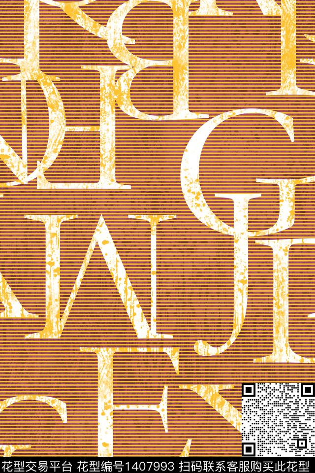 几何字母大牌风数码印花华亿平台下载（图片编号: 1407993） - 瓦栏（Walan）