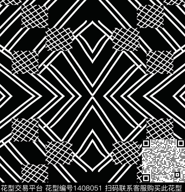 线条黑白华亿平台春夏华亿平台传统印花华亿平台下载（图片编号: 1408051） - 瓦栏（Walan）