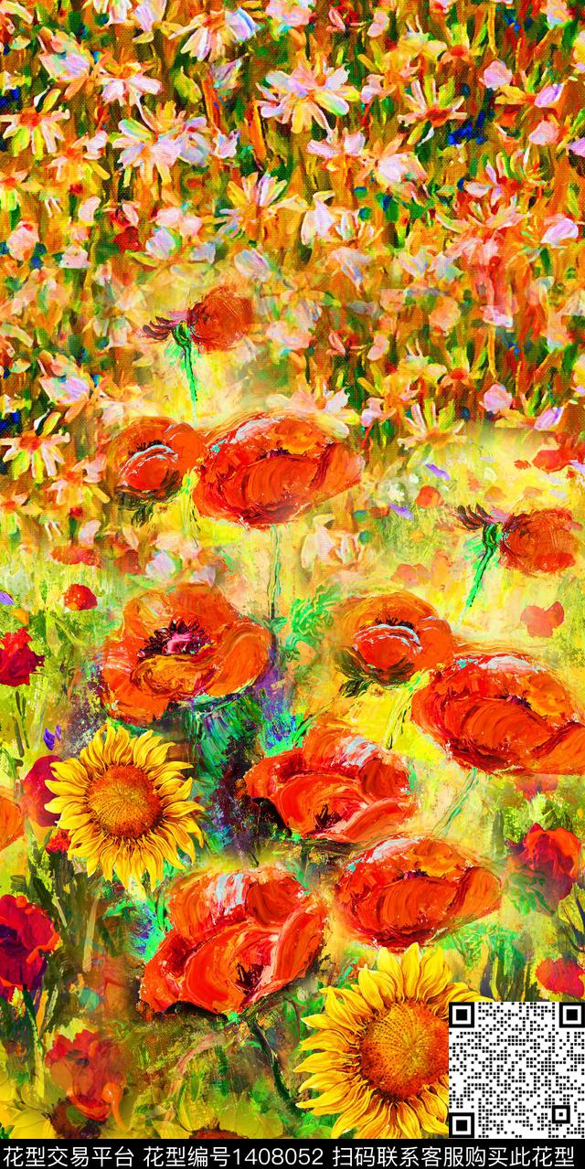 定位花女装定位花向日葵数码印花华亿平台下载（图片编号: 1408052） - 瓦栏（Walan）