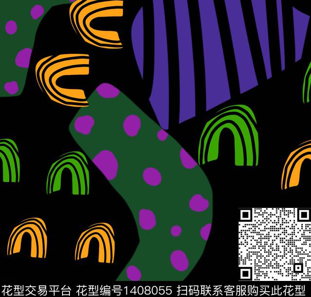撞色抽象花卉春夏华亿平台数码印花华亿平台下载（图片编号: 1408055） - 瓦栏（Walan）