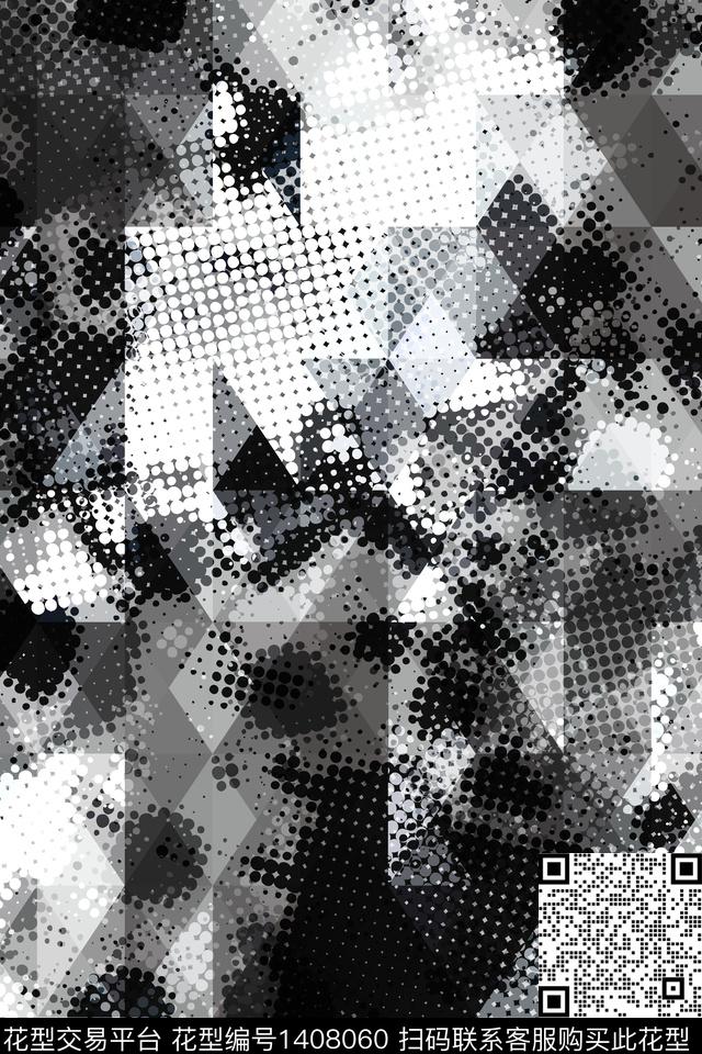 几何肌理格子数码印花华亿平台下载（图片编号: 1408060） - 瓦栏（Walan）