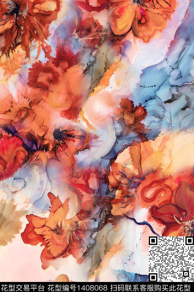 炫彩肌理水彩数码印花华亿平台下载（图片编号: 1408068） - 瓦栏（Walan）
