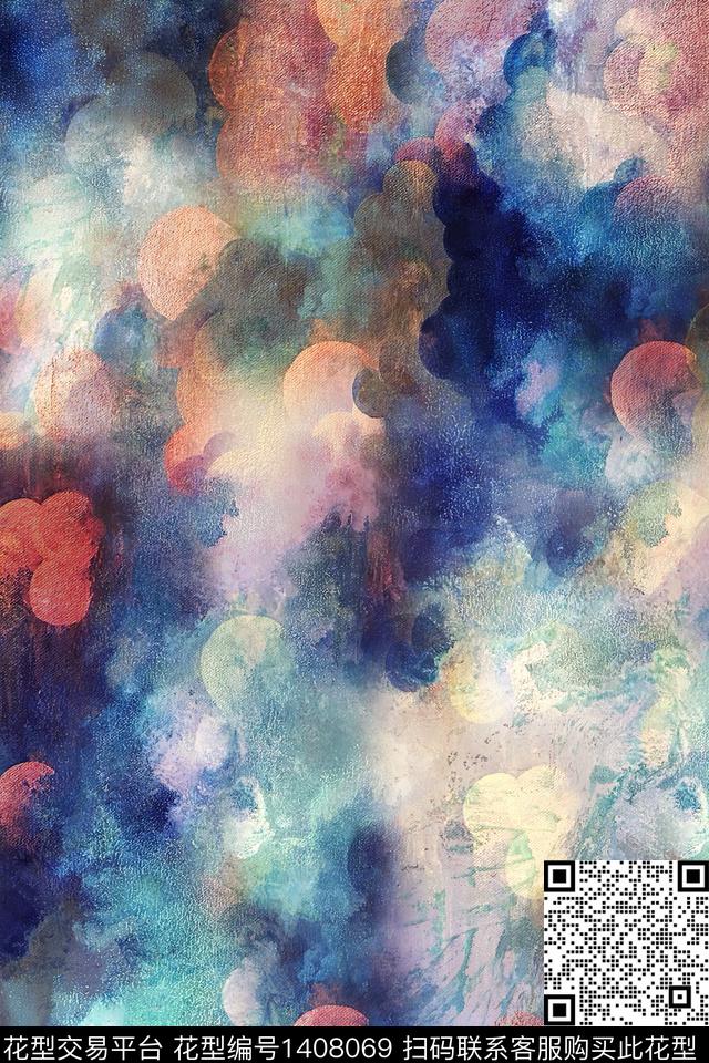 炫彩肌理水彩数码印花华亿平台下载（图片编号: 1408069） - 瓦栏（Walan）