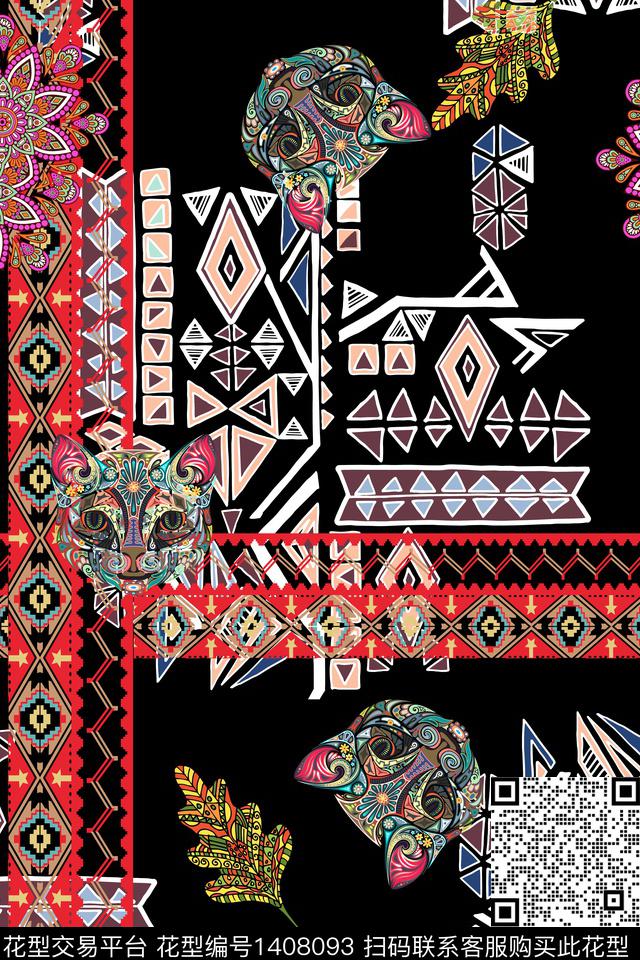几何复古民族风数码印花华亿平台下载（图片编号: 1408093） - 瓦栏（Walan）