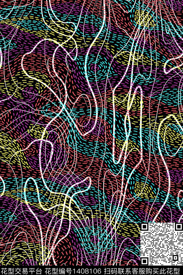 几何大牌风条纹数码印花华亿平台下载（图片编号: 1408106） - 瓦栏（Walan）