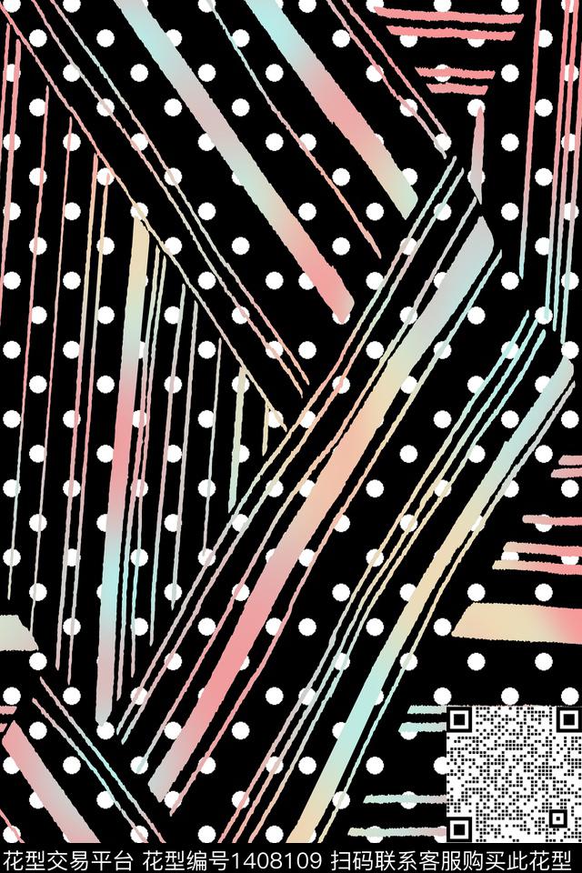 几何大牌风条纹数码印花华亿平台下载（图片编号: 1408109） - 瓦栏（Walan）