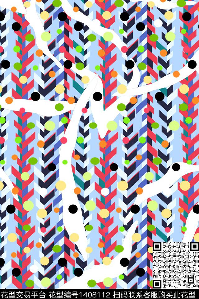 几何大牌风条纹数码印花华亿平台下载（图片编号: 1408112） - 瓦栏（Walan）