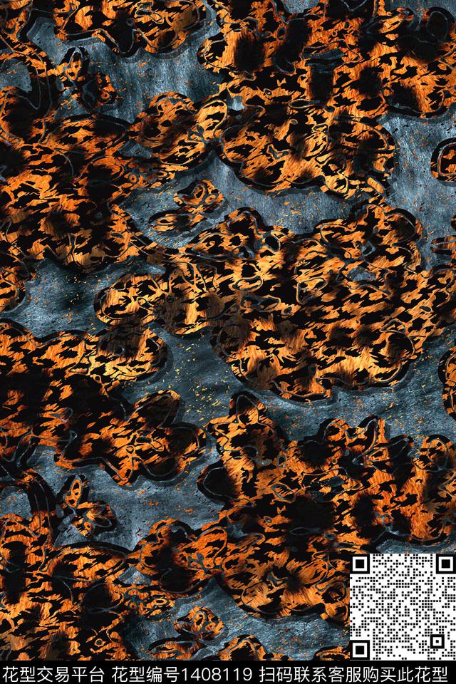 豹纹大牌风抽象数码印花华亿平台下载（图片编号: 1408119） - 瓦栏（Walan）