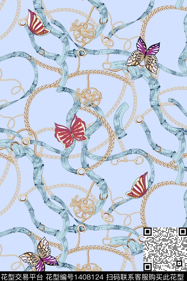 几何链条大牌风数码印花华亿平台下载（图片编号: 1408124） - 瓦栏（Walan）