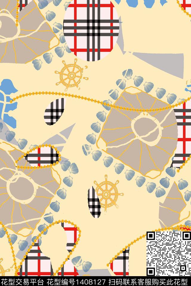 几何链条大牌风数码印花华亿平台下载（图片编号: 1408127） - 瓦栏（Walan）