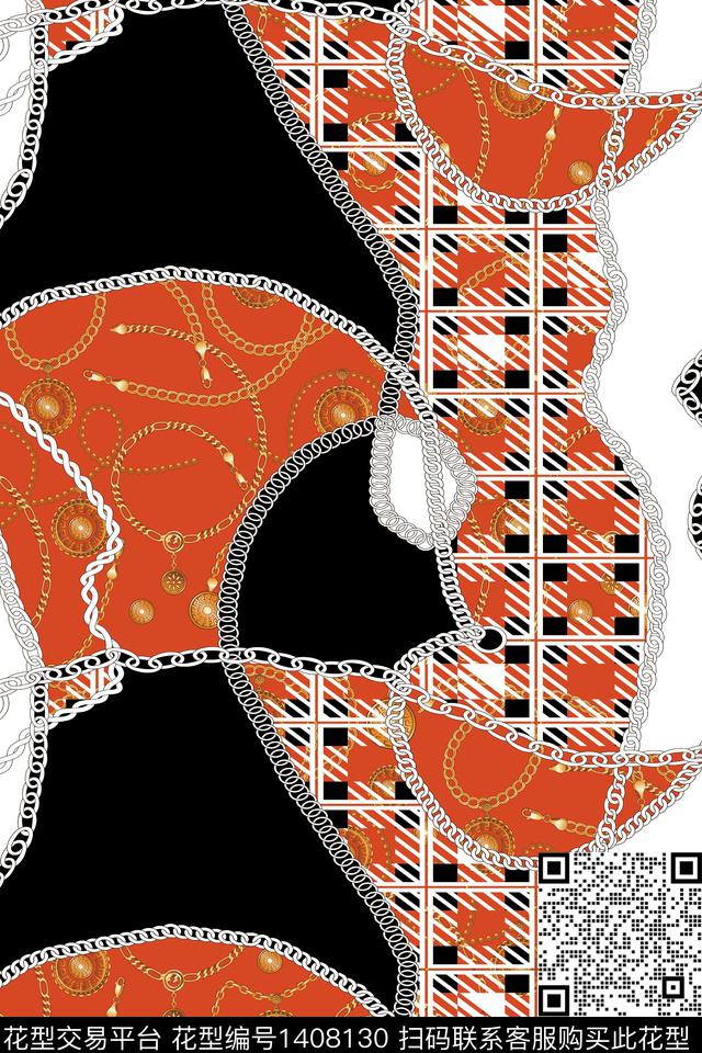 几何链条大牌风数码印花华亿平台下载（图片编号: 1408130） - 瓦栏（Walan）