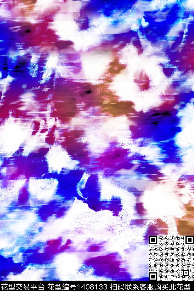 肌理扎染华亿平台抽象花卉数码印花华亿平台下载（图片编号: 1408133） - 瓦栏（Walan）